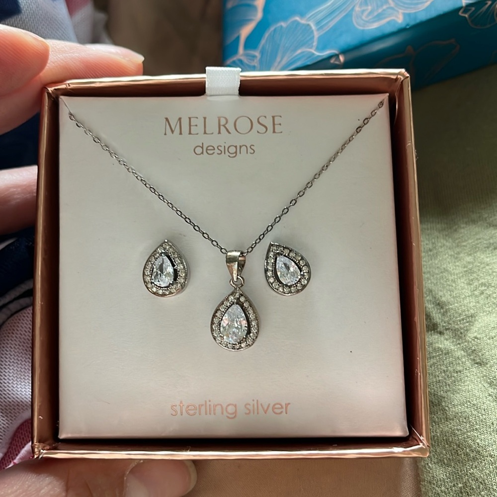 Sterling silver necklace and earring set